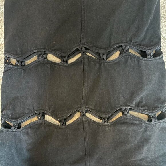 Black Midi Denim Skirt With Cutout Details - Picture 6 of 7